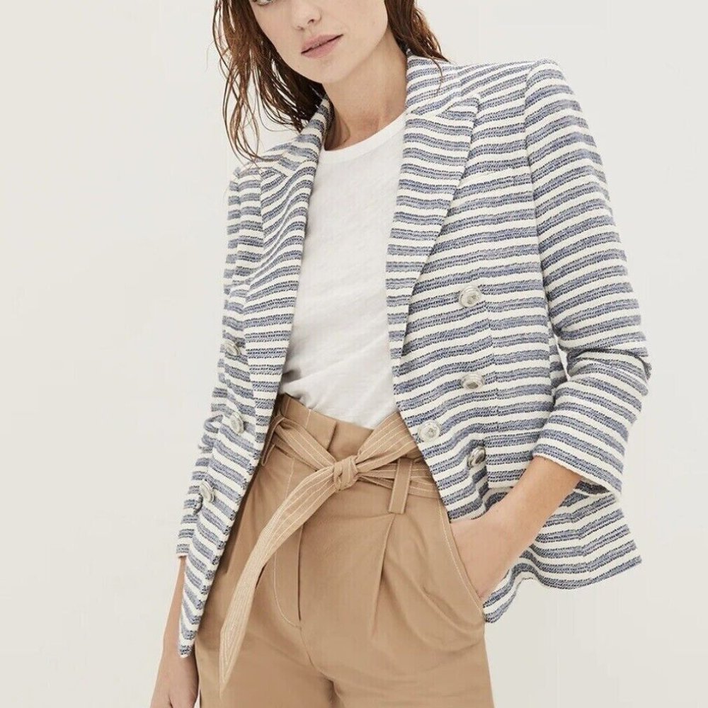 Veronica Beard Dickey Ryland Jacket Blue Metallic Stripe Blazer Size 2 New Tags